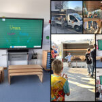 Anlieferung Baenklis Sitzbänke und Tafel mit Schriftzug